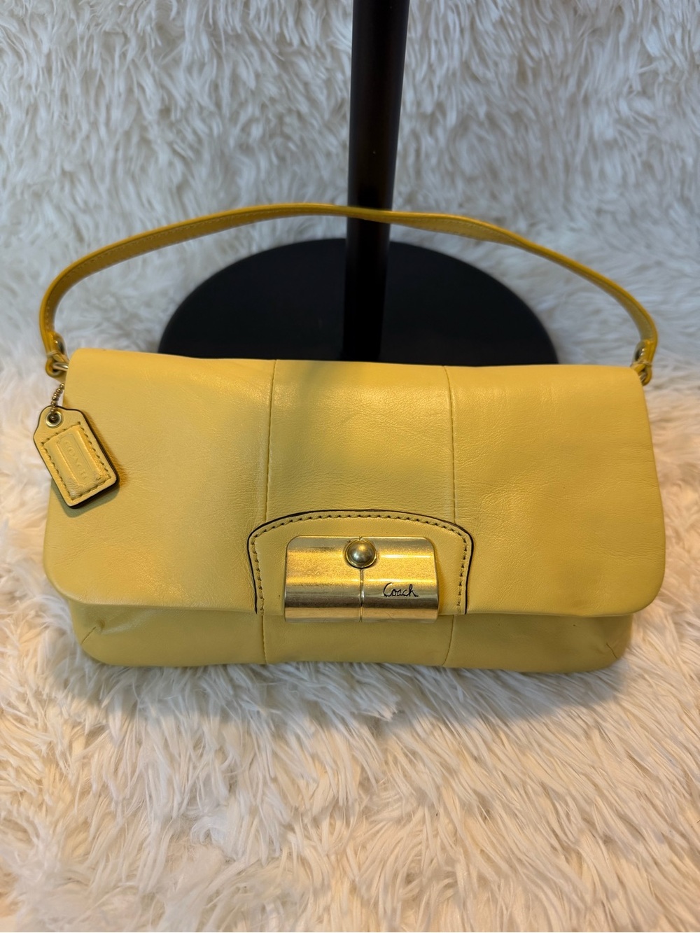 Coach Kristin Mini Shoulder Bag/Clutch/Large Convertible Wristlet Yellow Leather